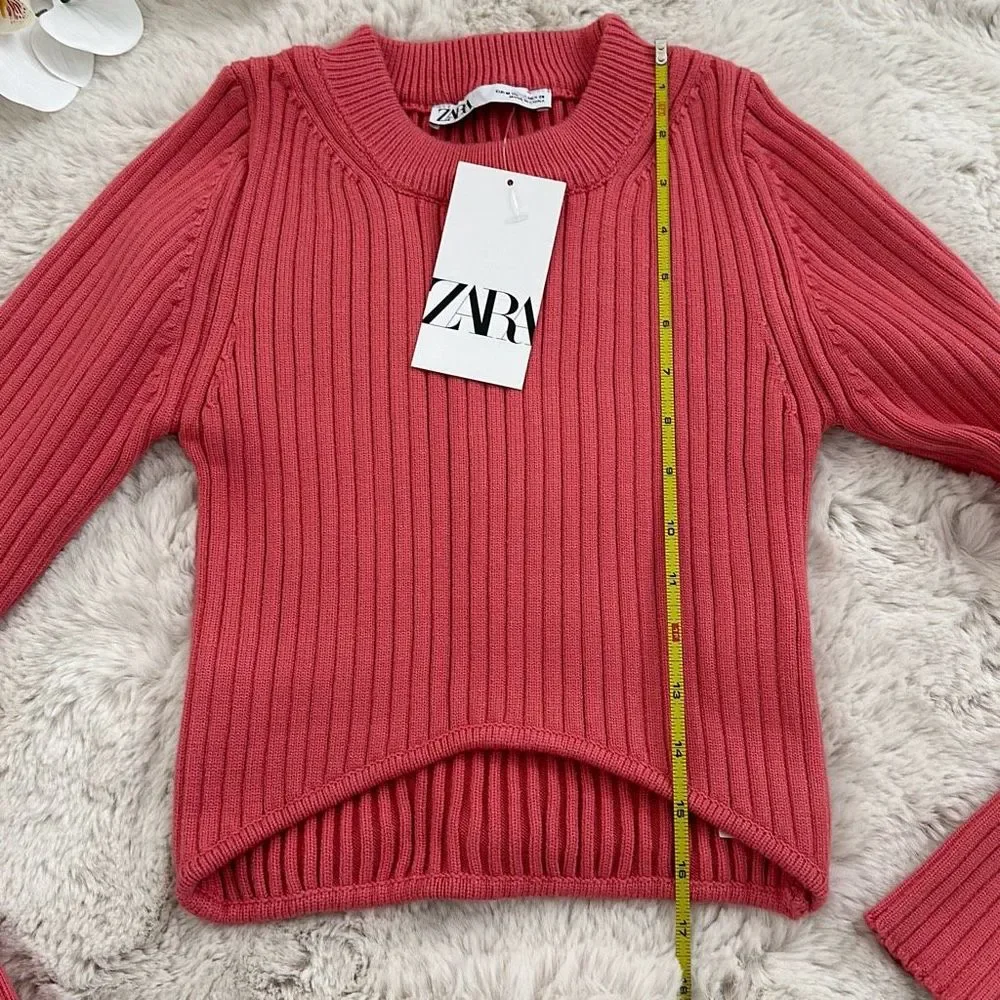 Zara Knit Sweater Cropped Top Pink Size M